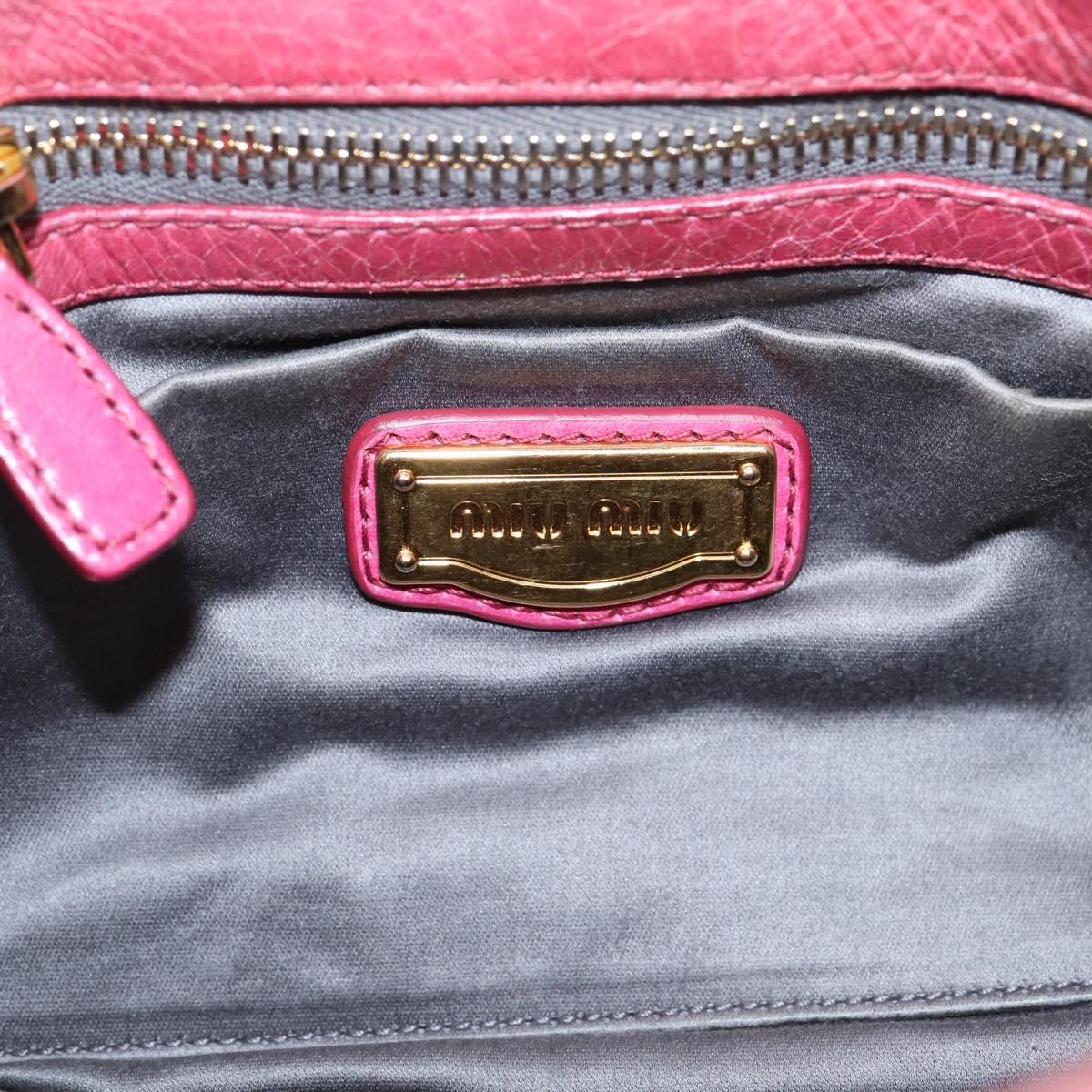 Miu Miu Hand Bag Leather 2way Pink Gold Tone Auth bs37260V