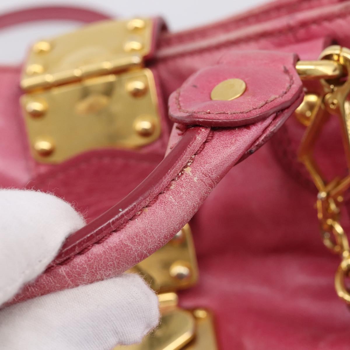 Miu Miu Hand Bag Leather 2way Pink Gold Tone Auth bs37260V