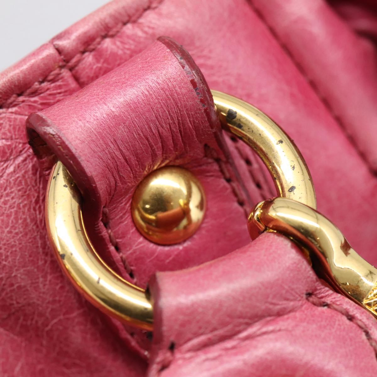 Miu Miu Hand Bag Leather 2way Pink Gold Tone Auth bs37260V