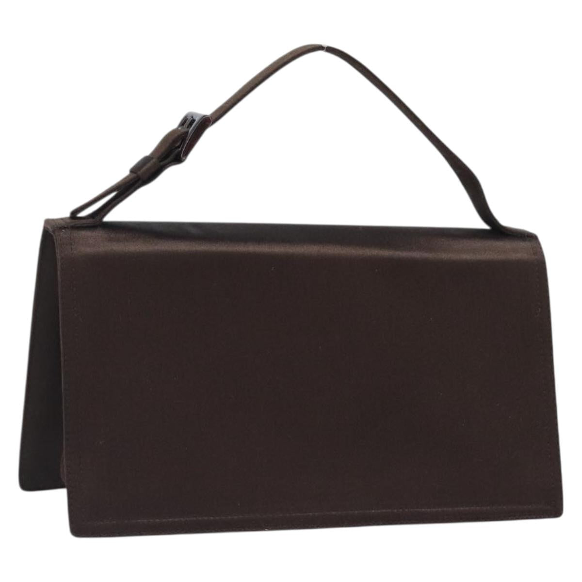 PRADA Hand Bag Satin Brown Auth bs37261