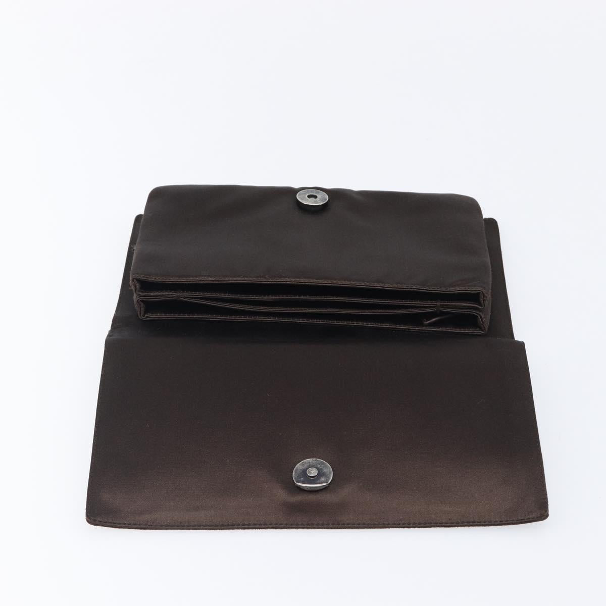 PRADA Hand Bag Satin Brown Auth bs37261