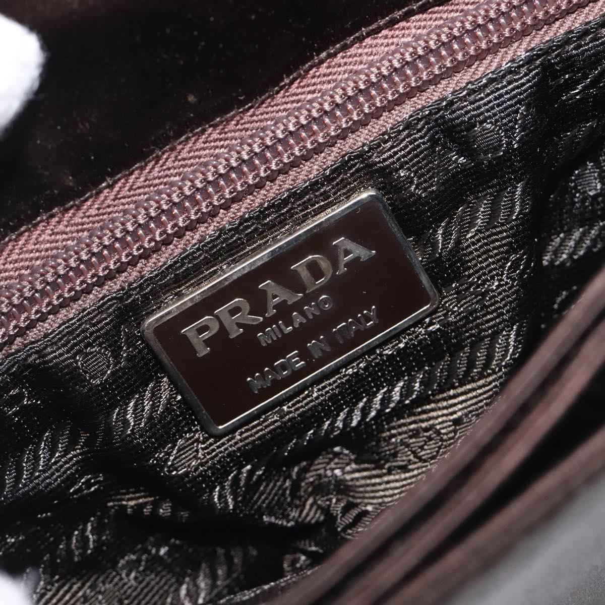 PRADA Hand Bag Satin Brown Auth bs37261