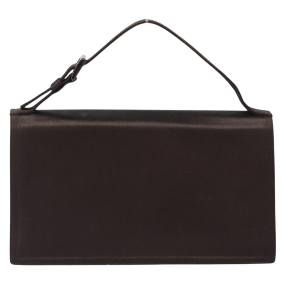 PRADA Hand Bag Satin Brown Auth bs37261
