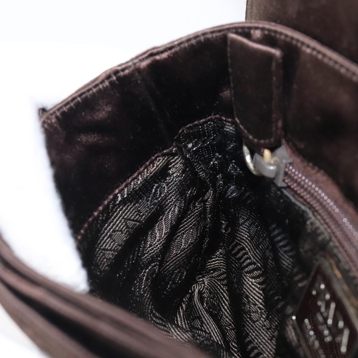 PRADA Hand Bag Satin Brown Auth bs37261