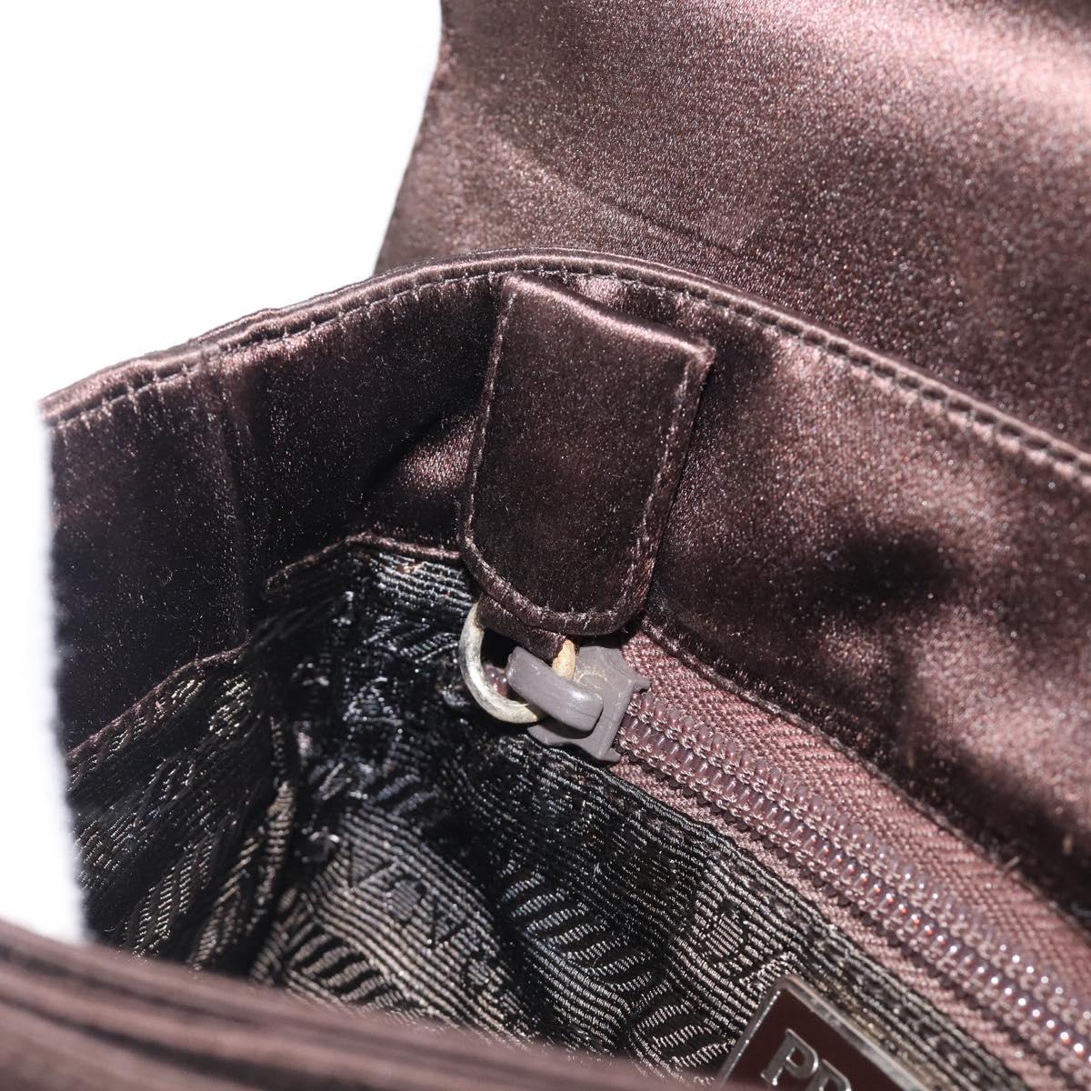 PRADA Hand Bag Satin Brown Auth bs37261