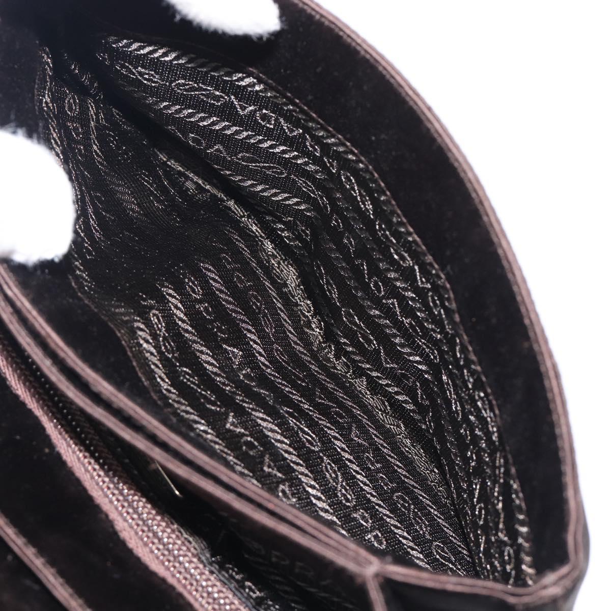 PRADA Hand Bag Satin Brown Auth bs37261