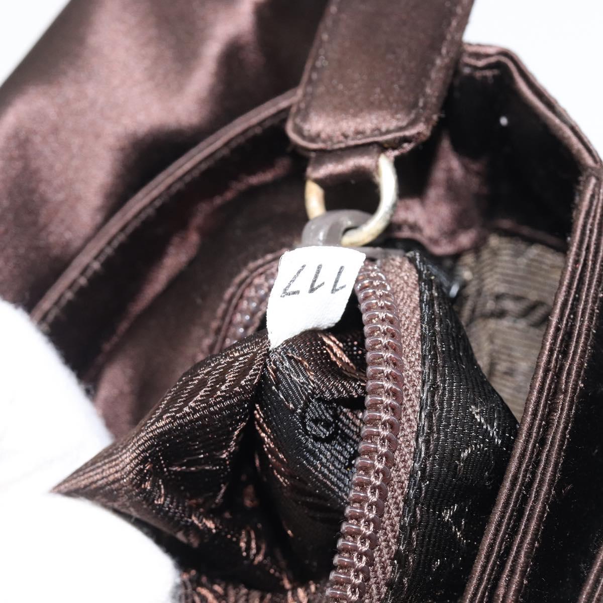 PRADA Hand Bag Satin Brown Auth bs37261