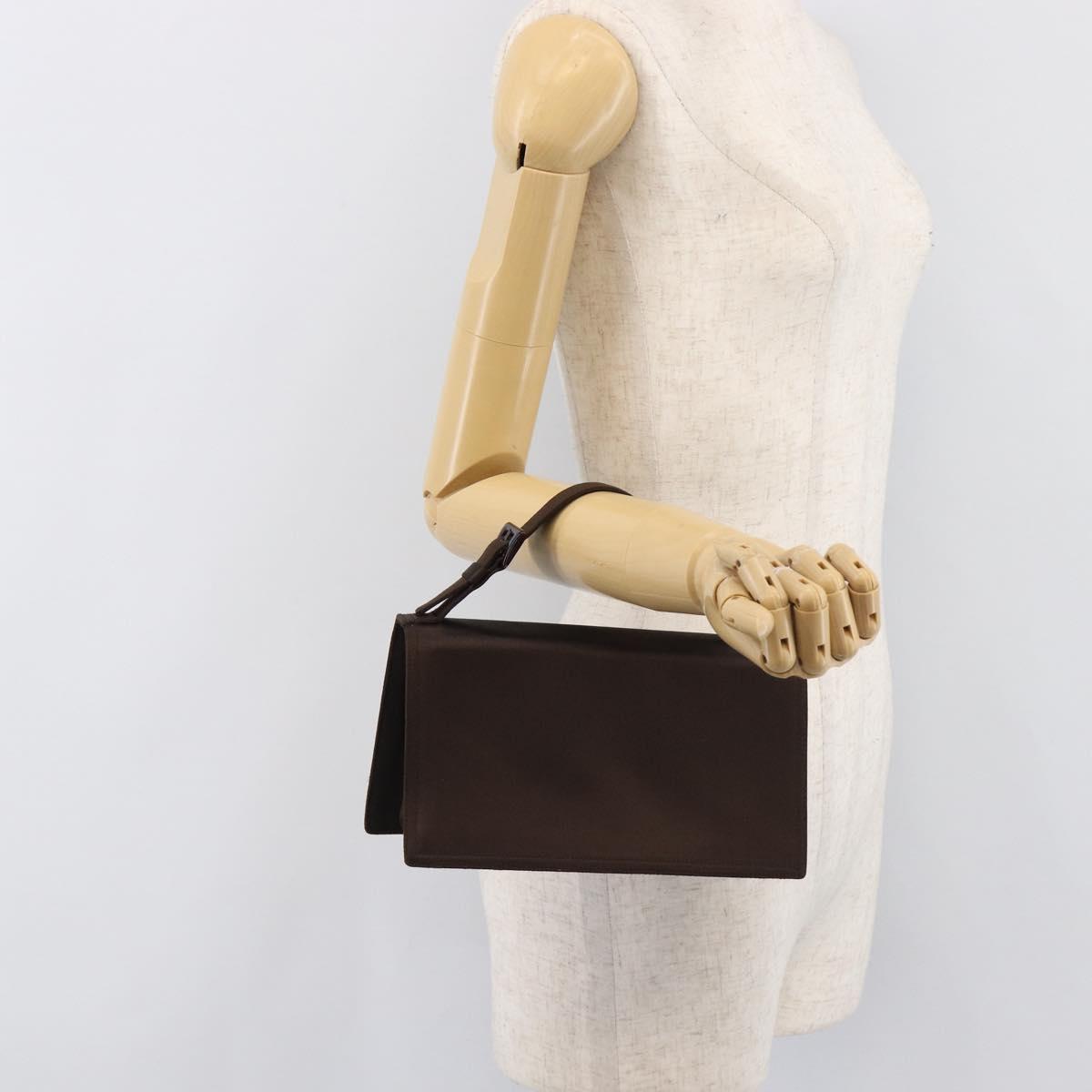 PRADA Hand Bag Satin Brown Auth bs37261
