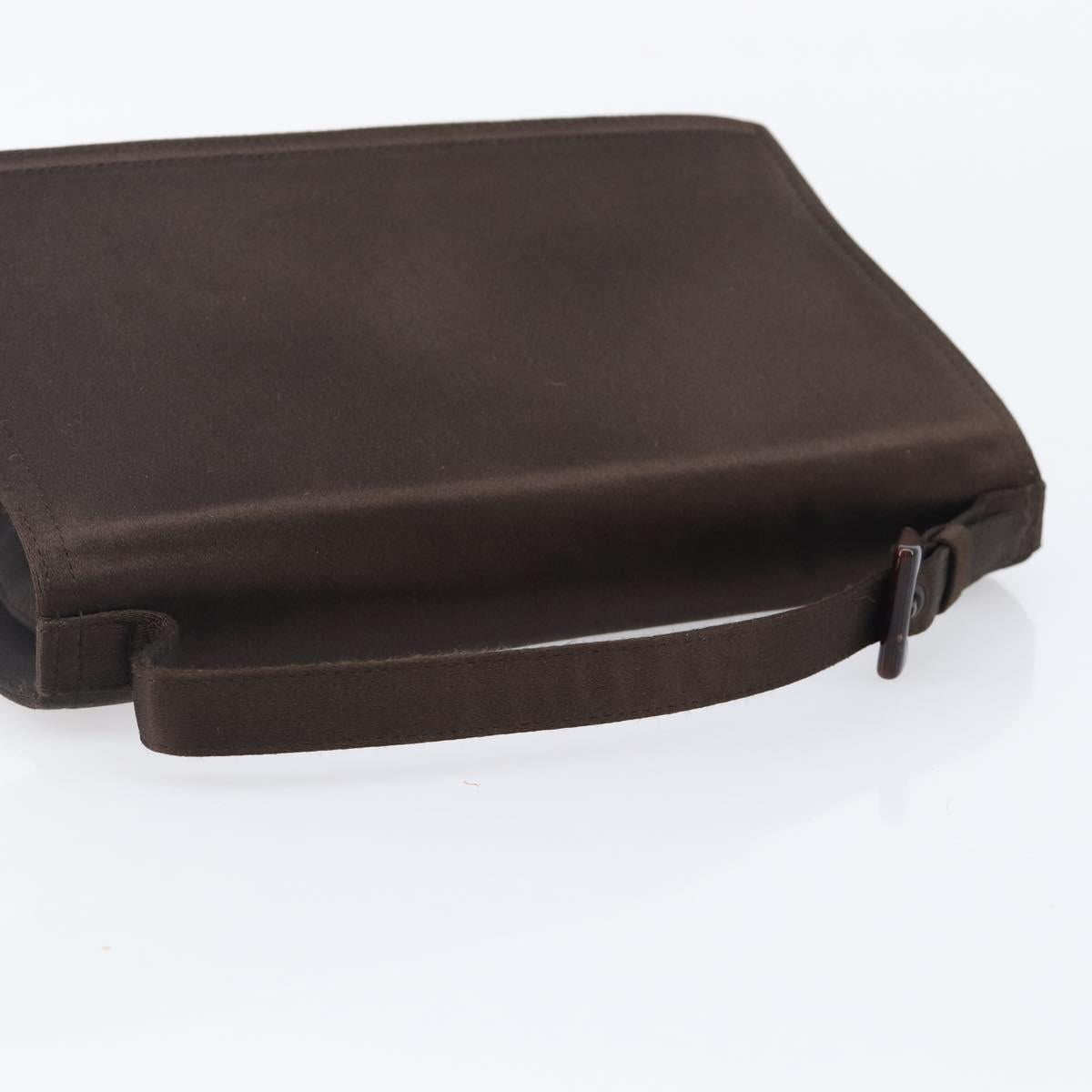 PRADA Hand Bag Satin Brown Auth bs37261
