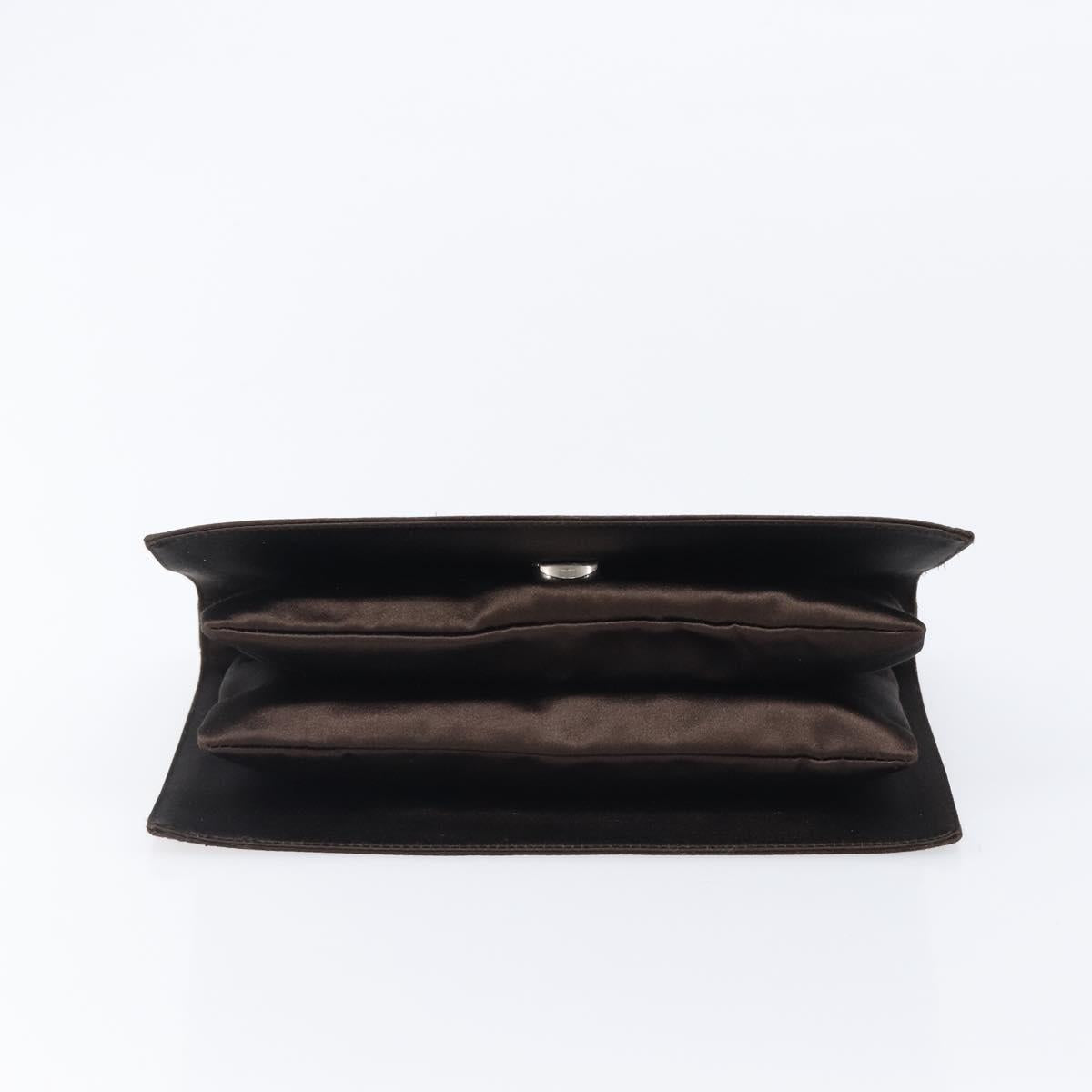 PRADA Hand Bag Satin Brown Auth bs37261