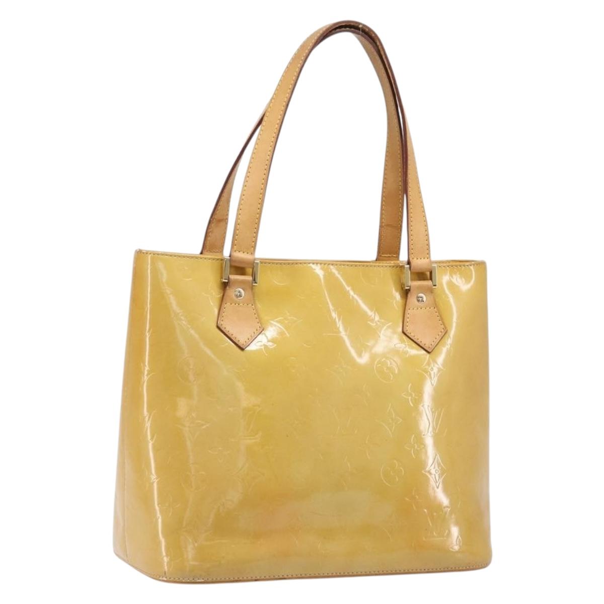 LOUIS VUITTON Monogram Vernis Houston Hand Bag Beige M91004 LV Auth bs37263