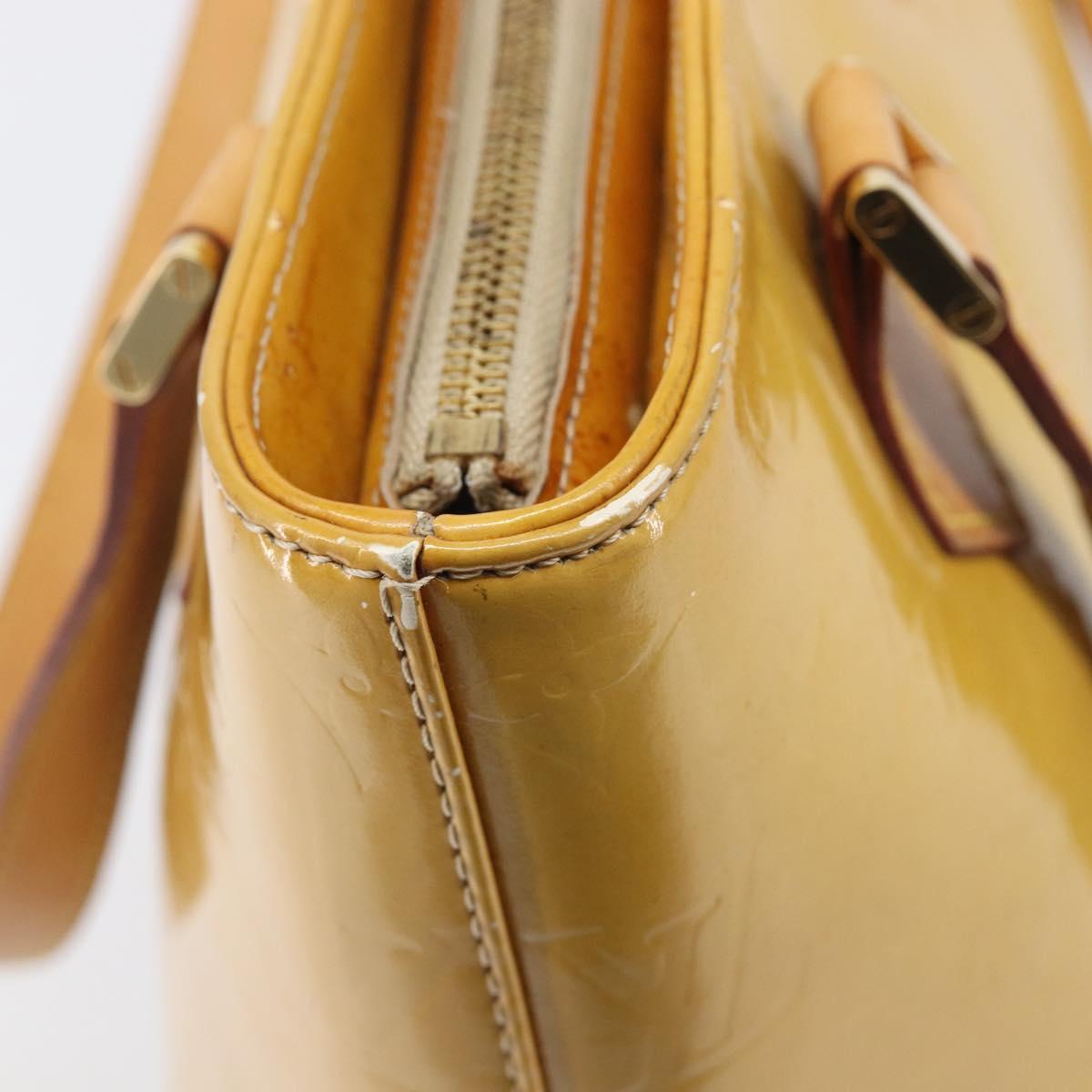 LOUIS VUITTON Monogram Vernis Houston Hand Bag Beige M91004 LV Auth bs37263