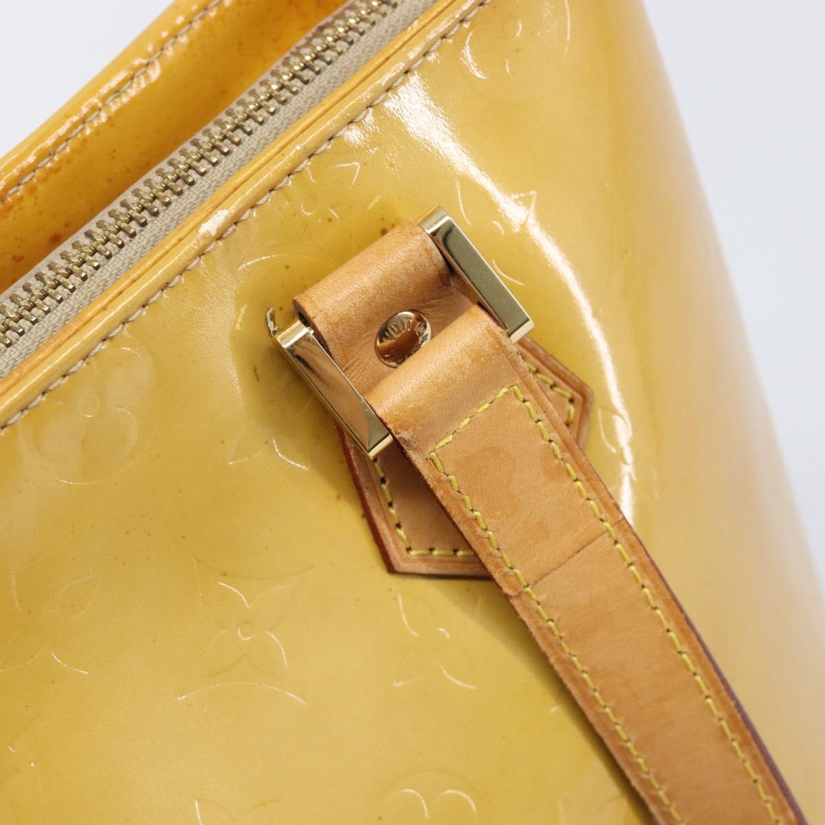LOUIS VUITTON Monogram Vernis Houston Hand Bag Beige M91004 LV Auth bs37263