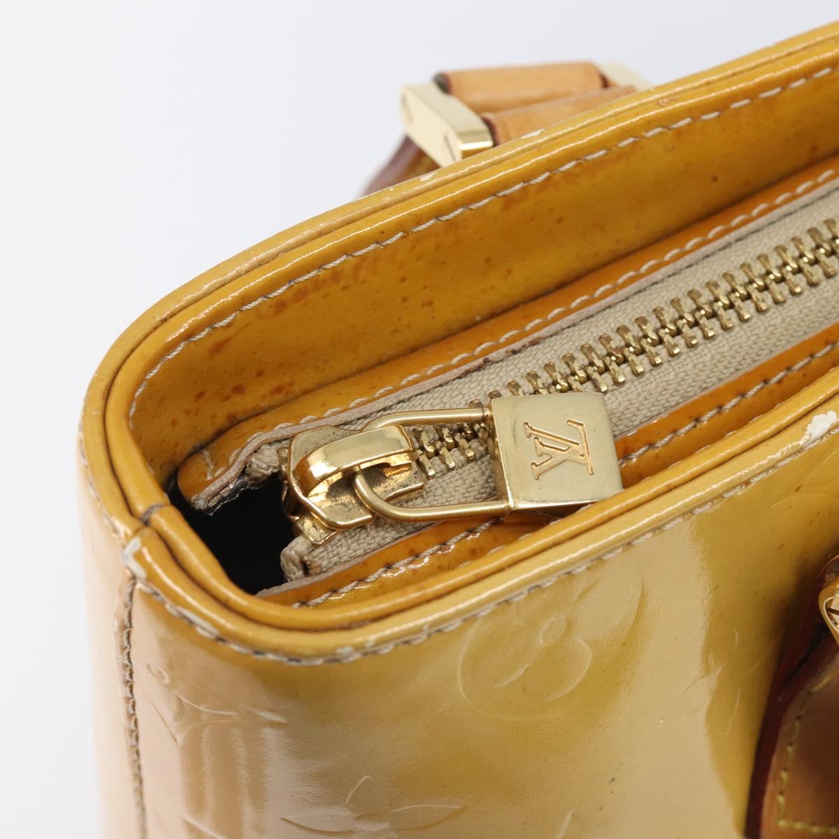 LOUIS VUITTON Monogram Vernis Houston Hand Bag Beige M91004 LV Auth bs37263