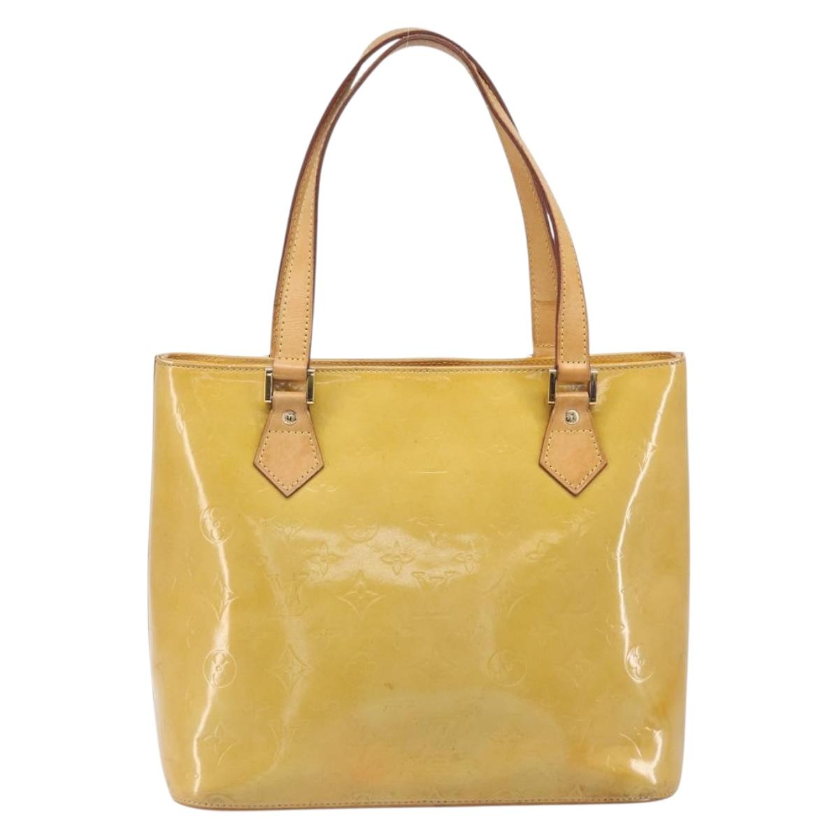 LOUIS VUITTON Monogram Vernis Houston Hand Bag Beige M91004 LV Auth bs37263