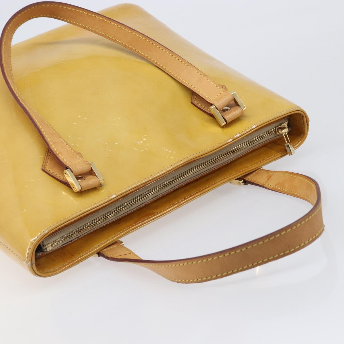 LOUIS VUITTON Monogram Vernis Houston Hand Bag Beige M91004 LV Auth bs37263