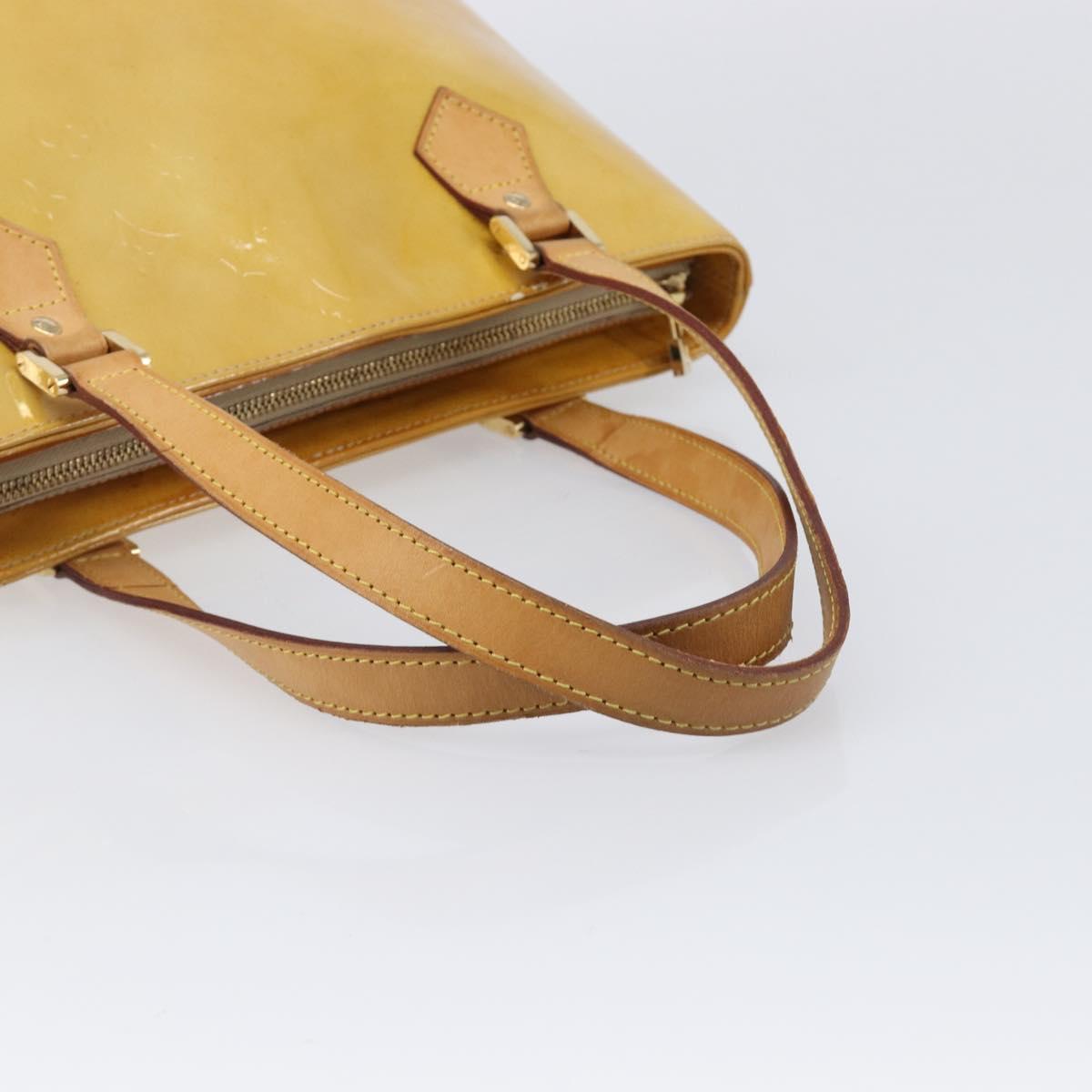 LOUIS VUITTON Monogram Vernis Houston Hand Bag Beige M91004 LV Auth bs37263