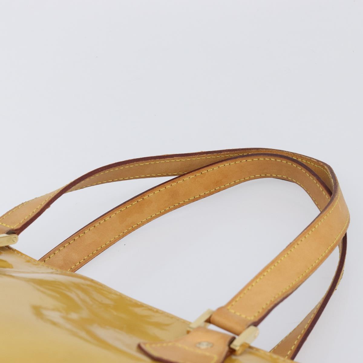 LOUIS VUITTON Monogram Vernis Houston Hand Bag Beige M91004 LV Auth bs37263
