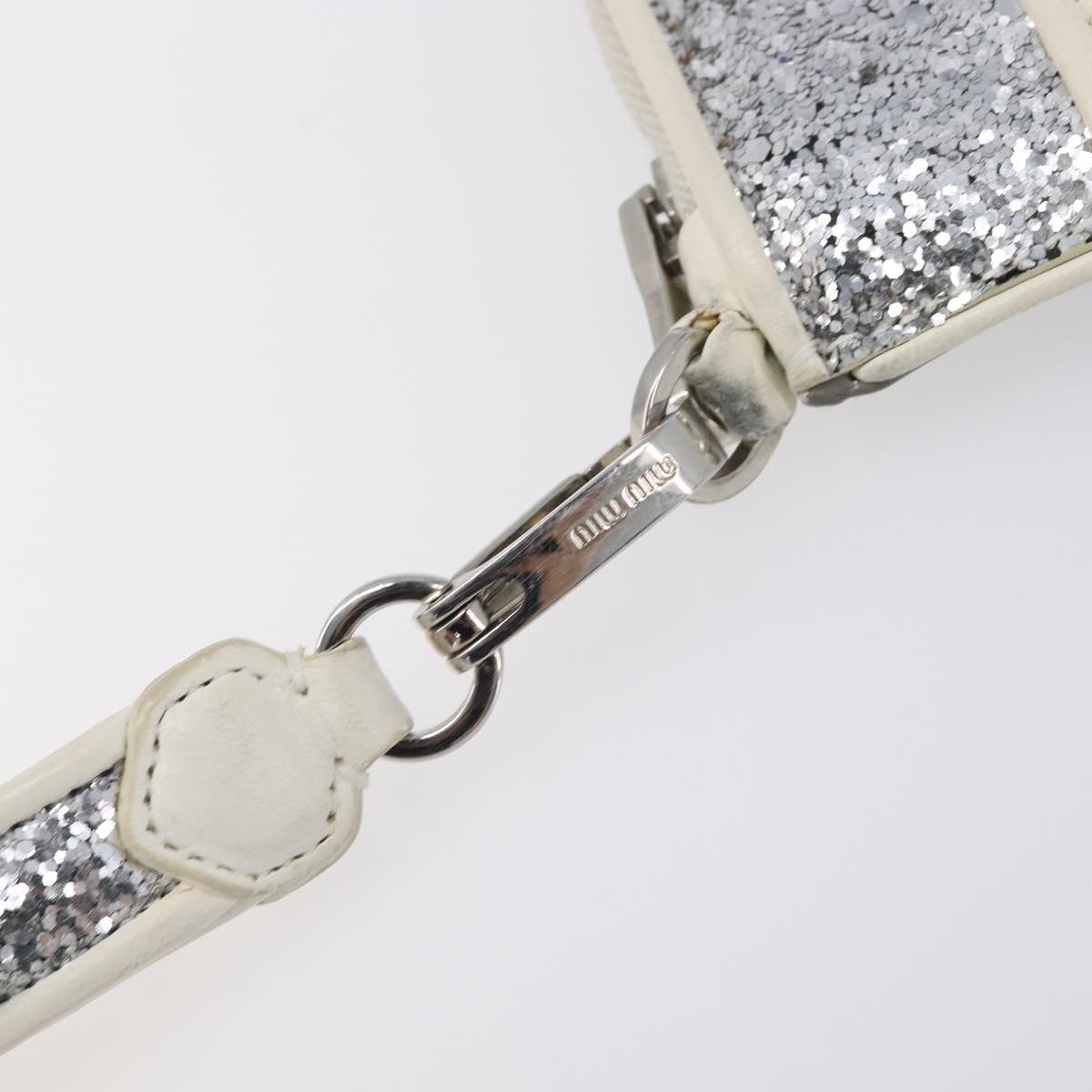 Miu Miu Pouch Leather Gray Silver Auth bs37264