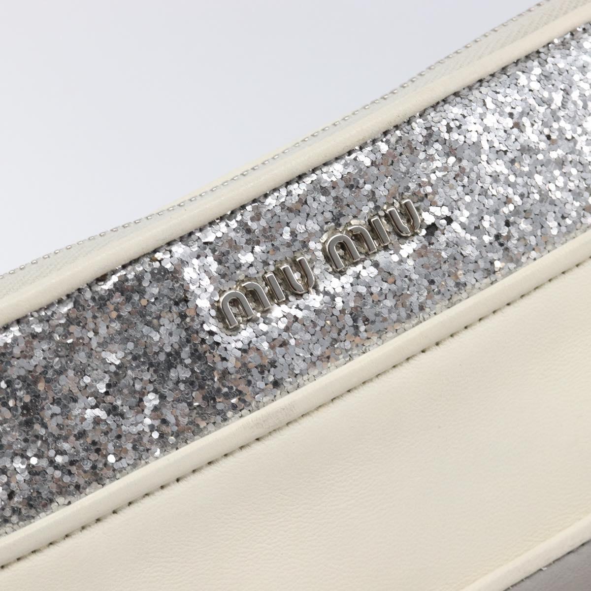 Miu Miu Pouch Leather Gray Silver Auth bs37264