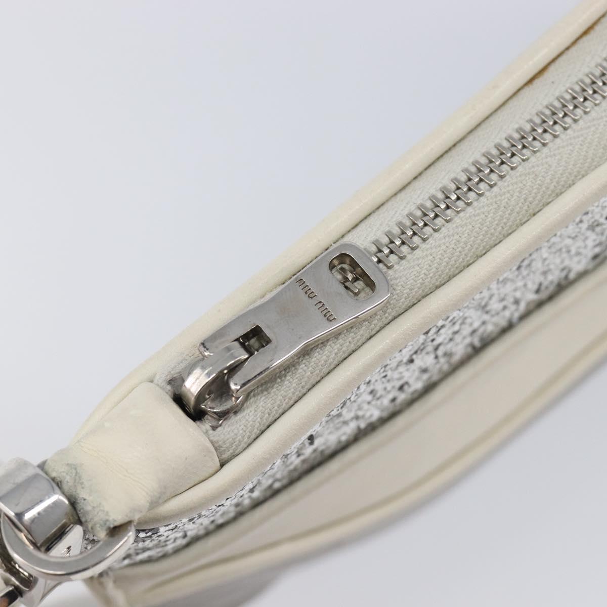 Miu Miu Pouch Leather Gray Silver Auth bs37264