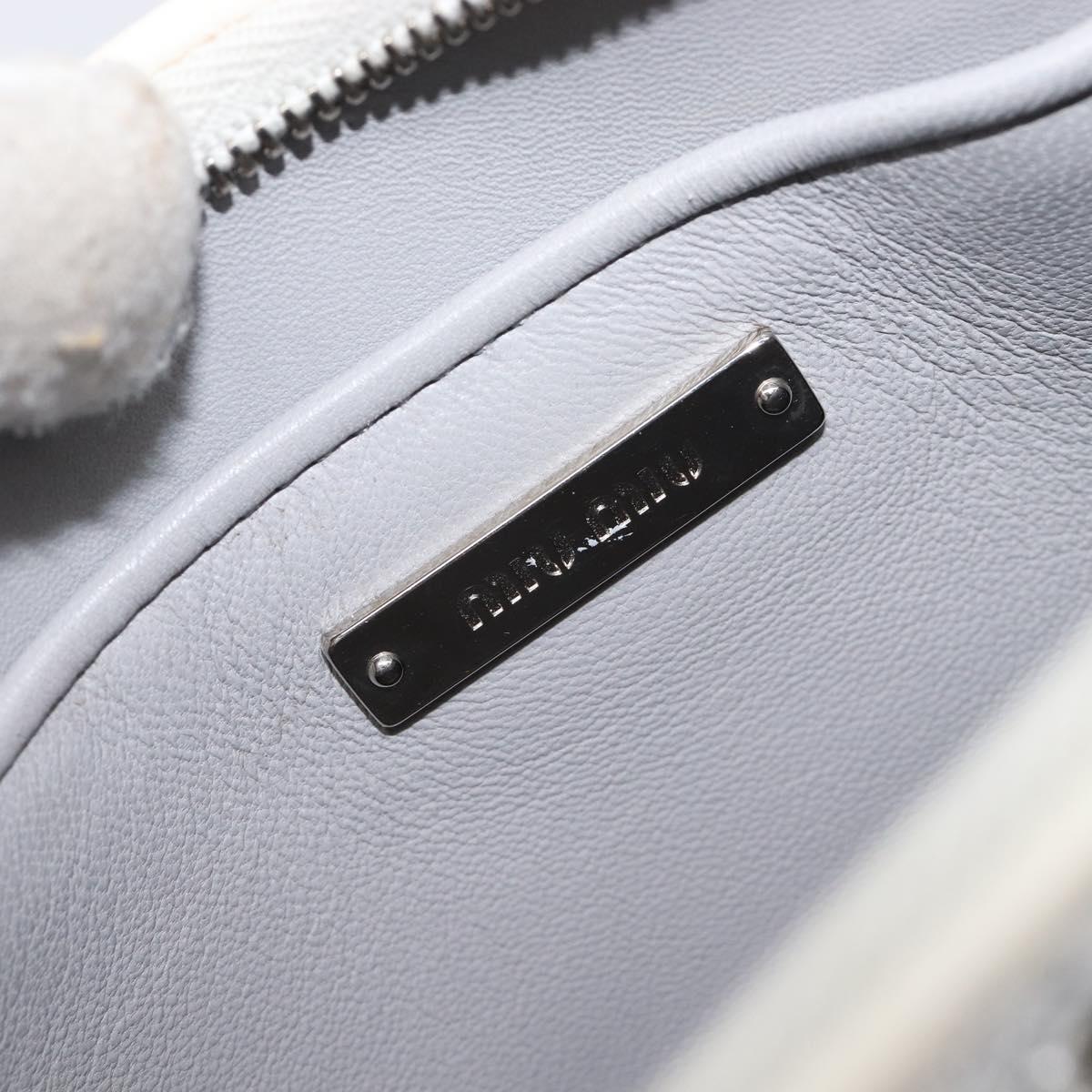 Miu Miu Pouch Leather Gray Silver Auth bs37264