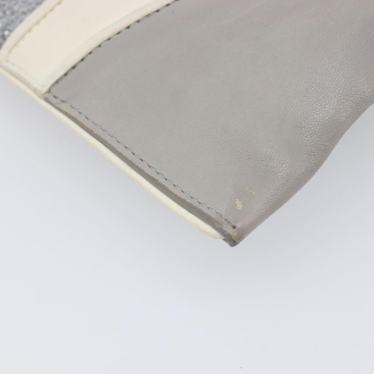 Miu Miu Pouch Leather Gray Silver Auth bs37264