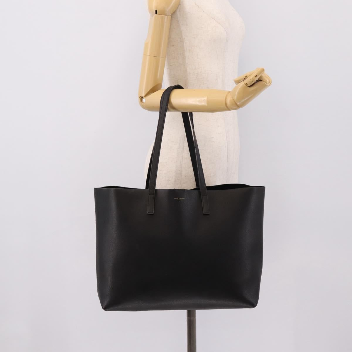 SAINT LAURENT Tote Bag Leather Black Gold 394195 Auth bs37268