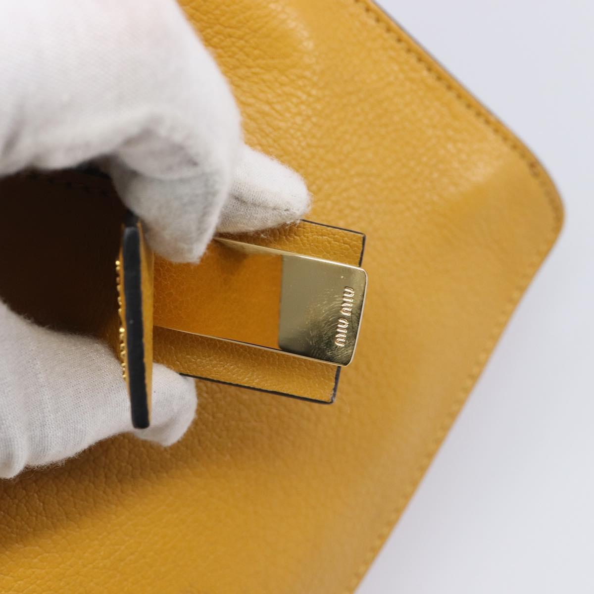 Miu Miu Hand Bag Leather 2way Yellow Gold Tone Auth bs37269A