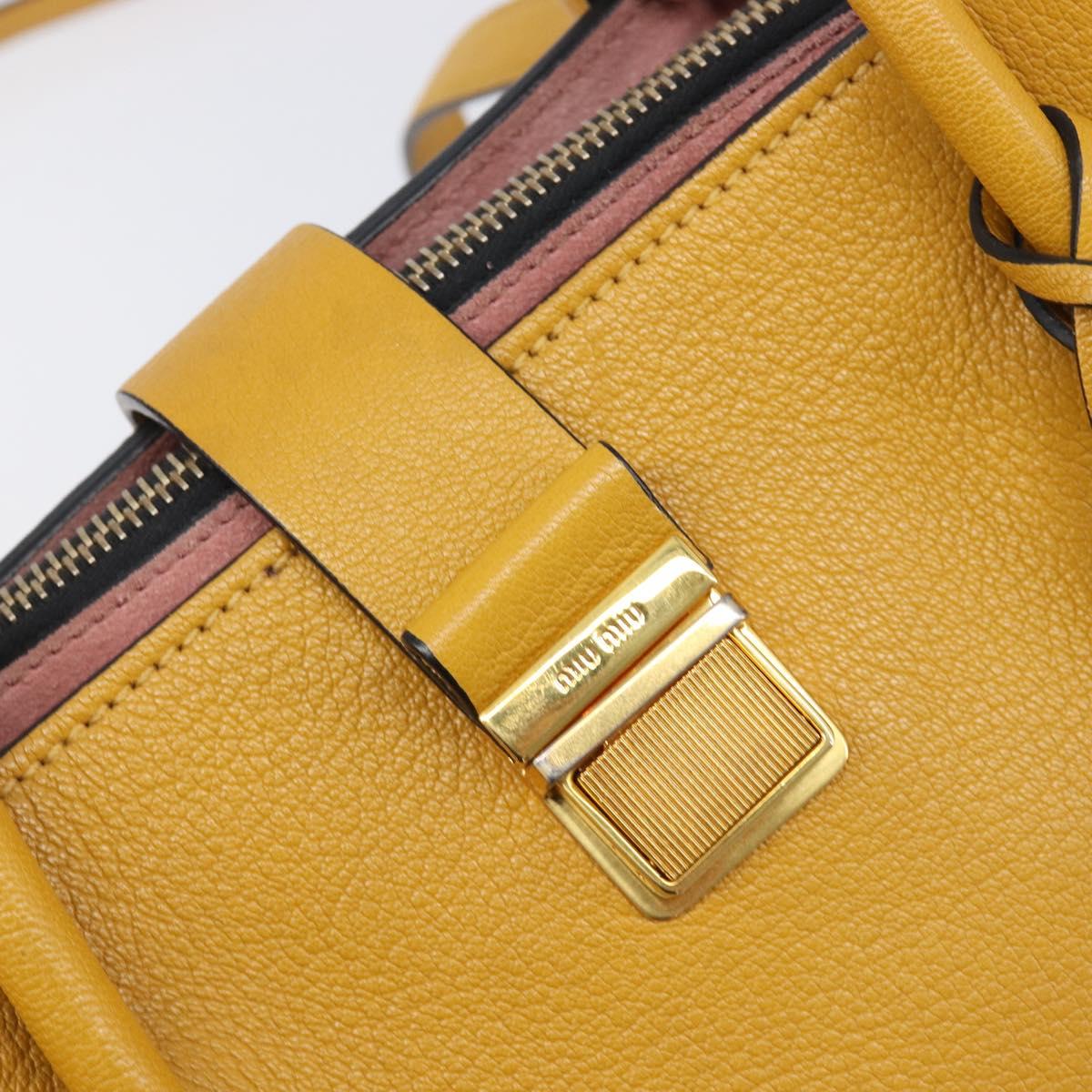 Miu Miu Hand Bag Leather 2way Yellow Gold Tone Auth bs37269A