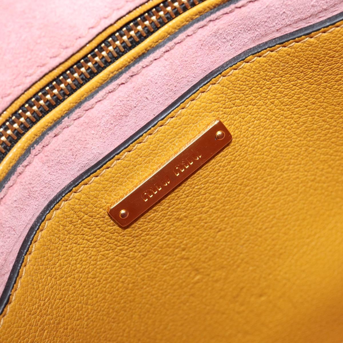 Miu Miu Hand Bag Leather 2way Yellow Gold Tone Auth bs37269A