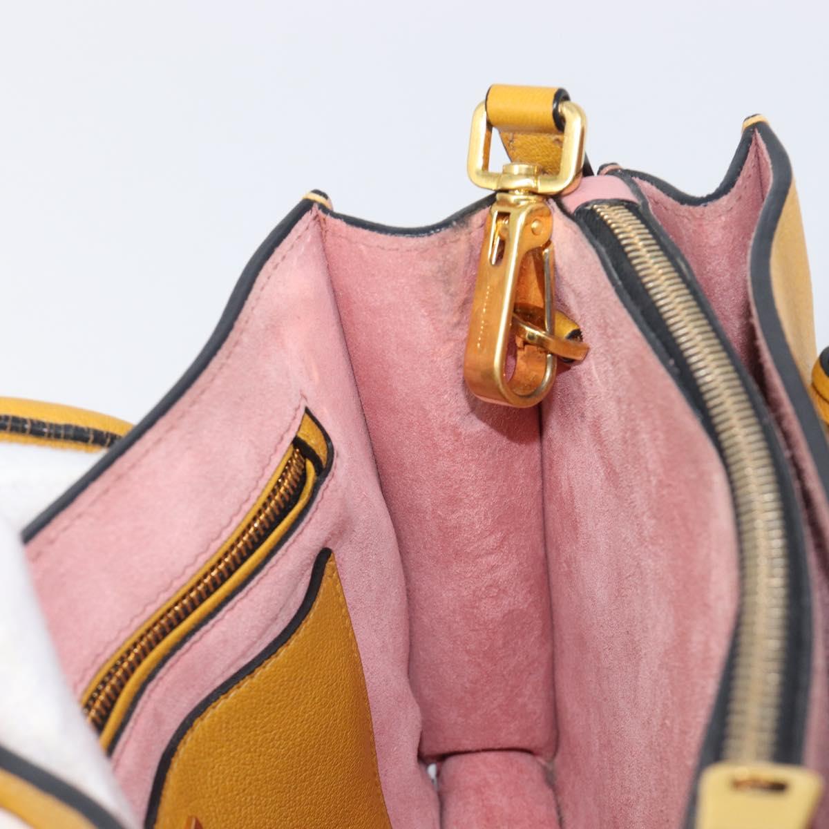 Miu Miu Hand Bag Leather 2way Yellow Gold Tone Auth bs37269A