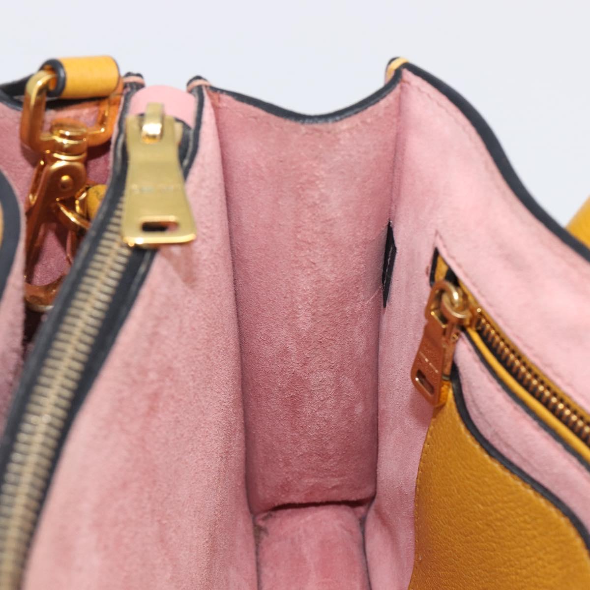 Miu Miu Hand Bag Leather 2way Yellow Gold Tone Auth bs37269A