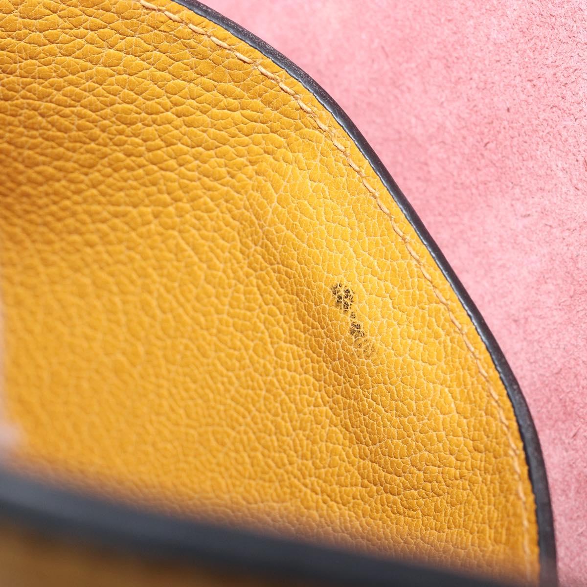 Miu Miu Hand Bag Leather 2way Yellow Gold Tone Auth bs37269A
