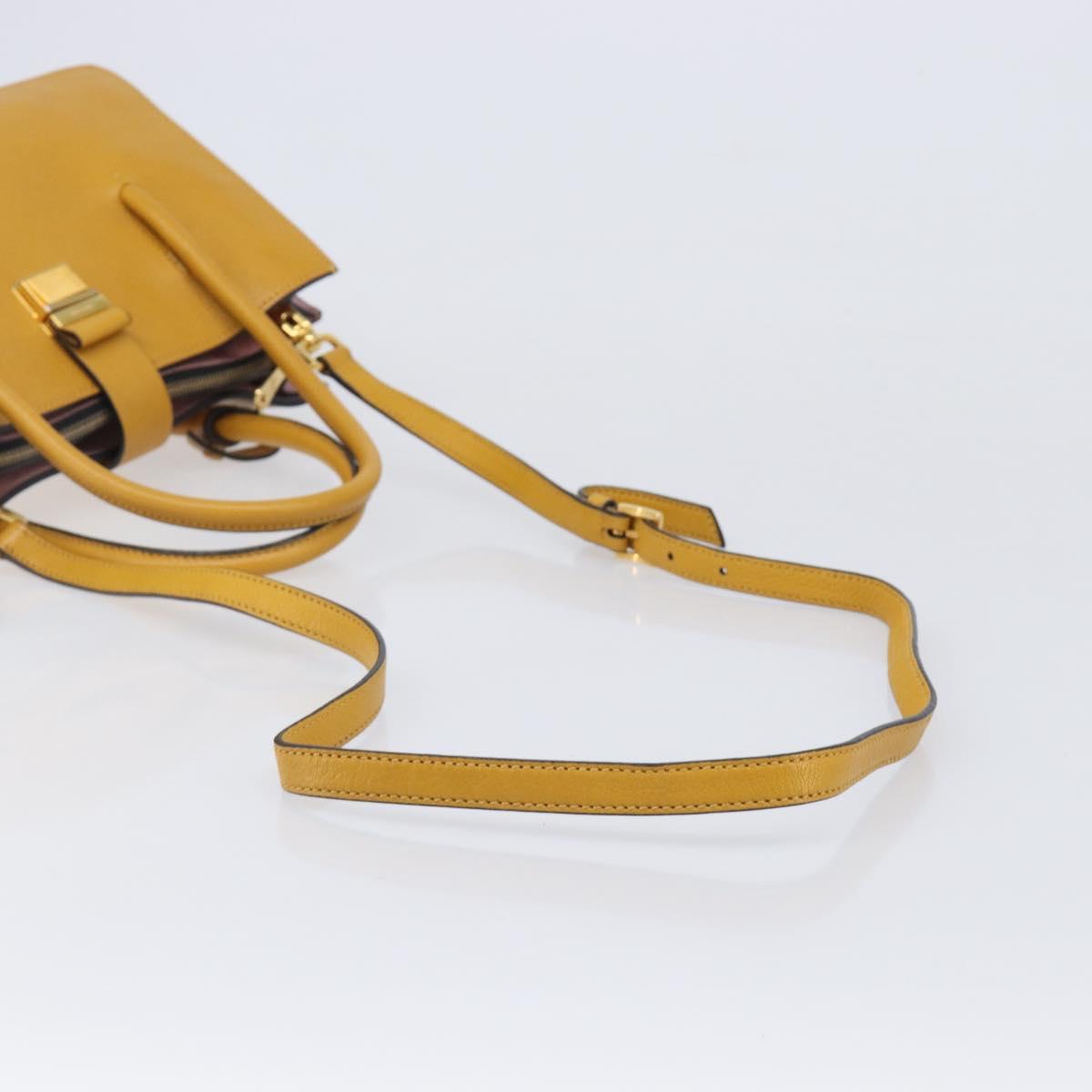 Miu Miu Hand Bag Leather 2way Yellow Gold Tone Auth bs37269A