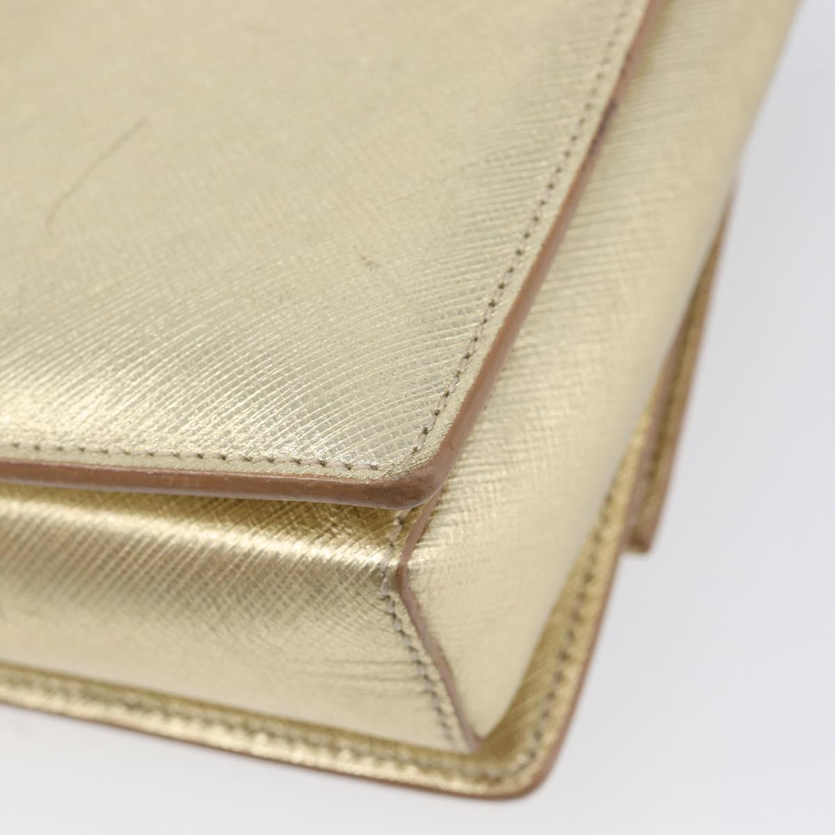 Salvatore Ferragamo Vala Chain Shoulder Bag Leather Gold Auth bs37272