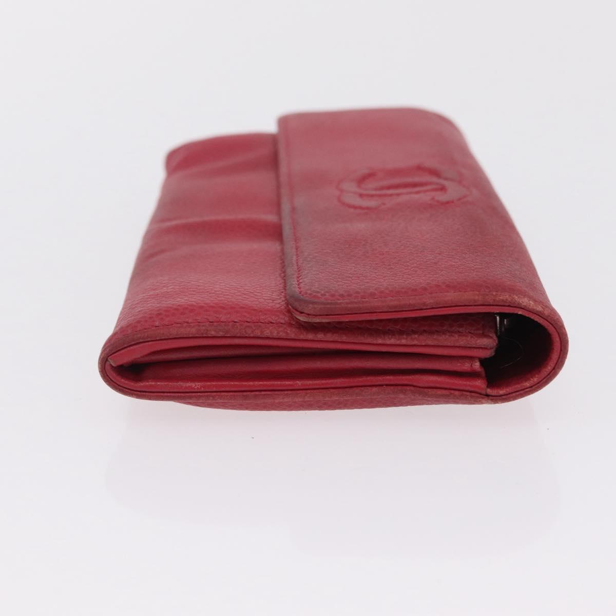 CHANEL Wallet Leather 3 Set Black Red Navy CC Auth bs37285
