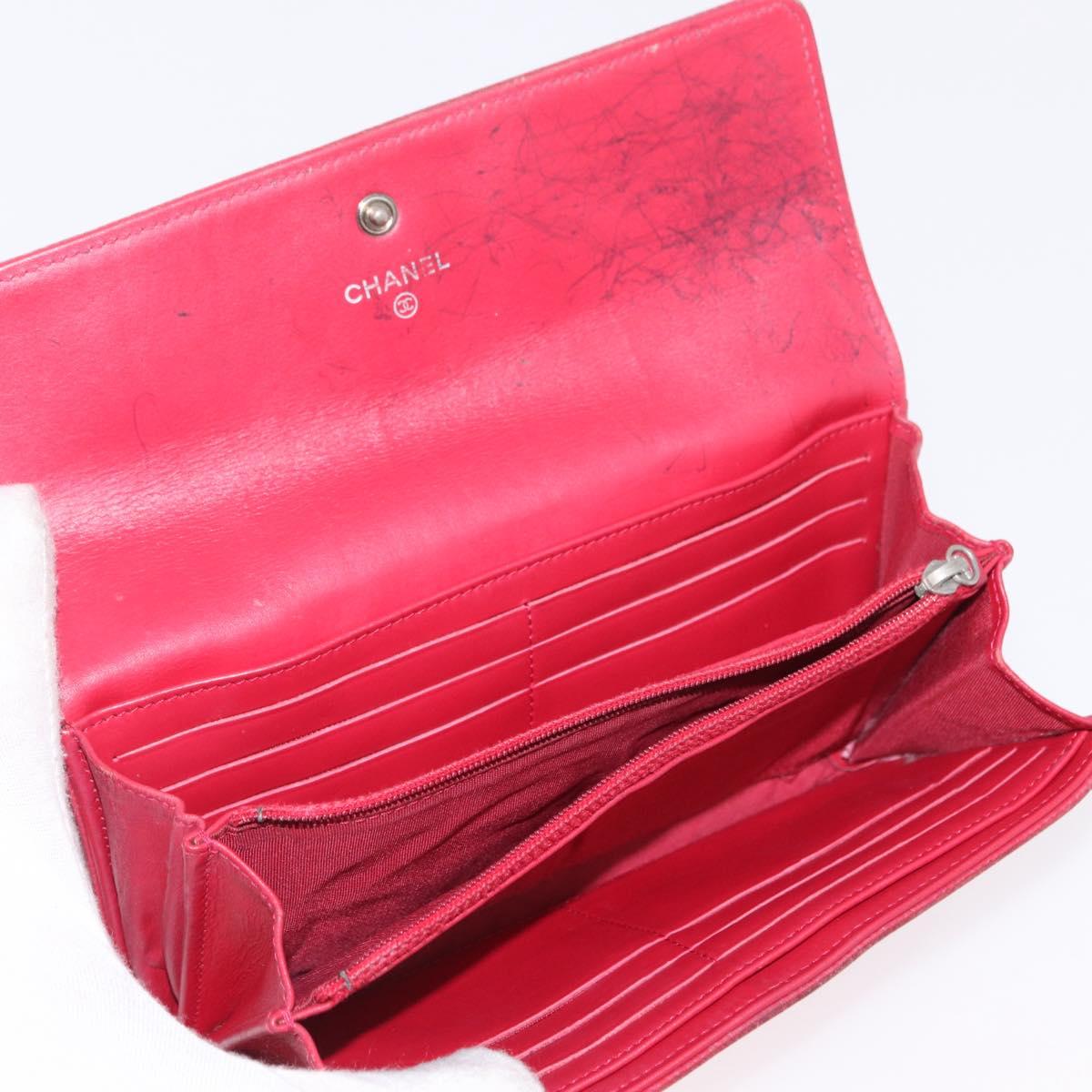CHANEL Wallet Leather 3 Set Black Red Navy CC Auth bs37285