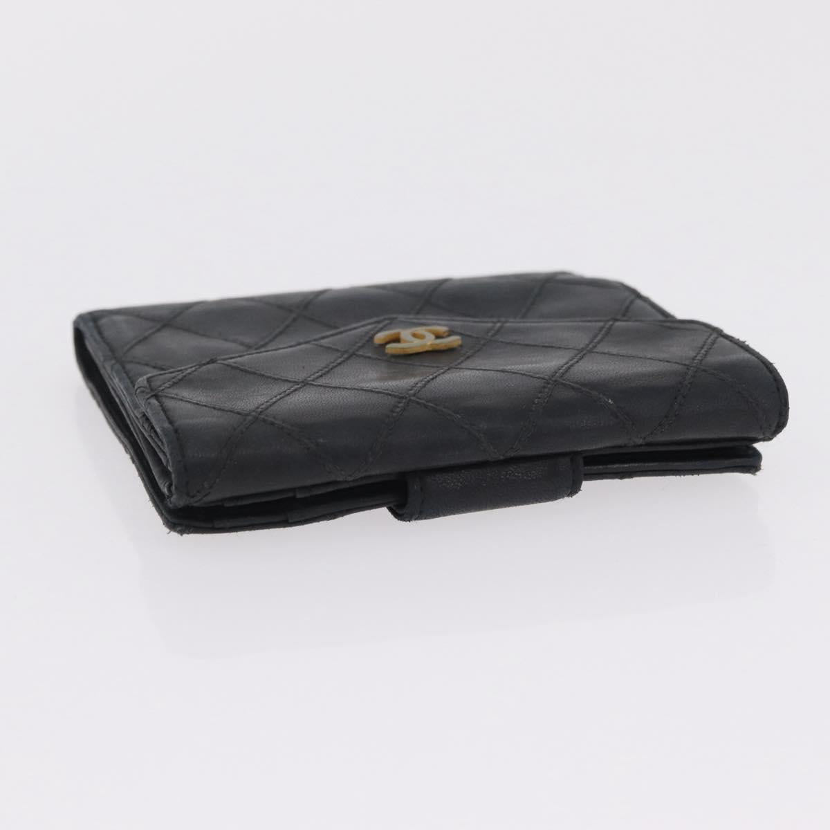 CHANEL Wallet Leather 3 Set Black Red Navy CC Auth bs37285
