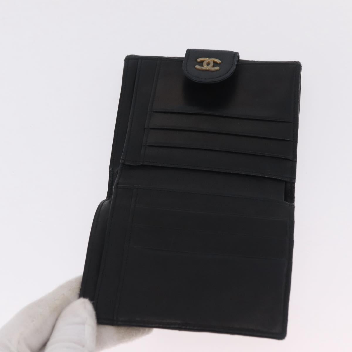 CHANEL Wallet Leather 3 Set Black Red Navy CC Auth bs37285