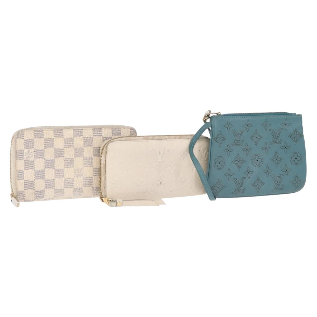 LOUIS VUITTON Damier Azur Monogram Empreinte Monogram Mahina 3 Set Auth bs37286