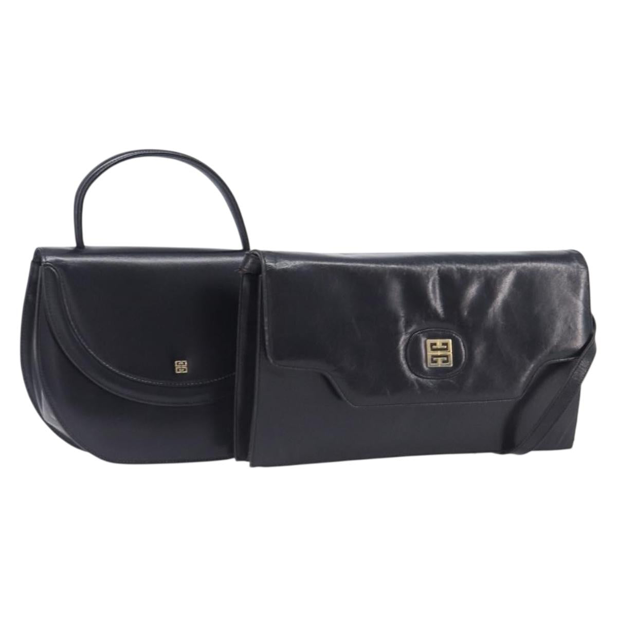 GIVENCHY Shoulder Bag Leather 2 Set Black Auth bs37287