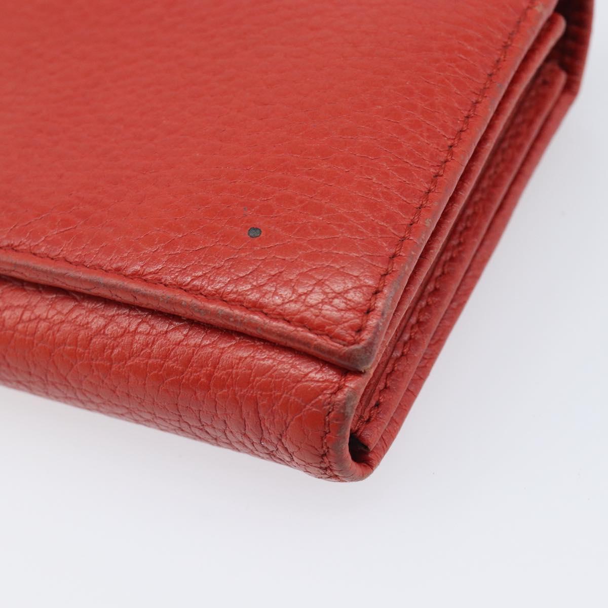 GUCCI Wallet Leather Red Gold 354498 Auth bs37289
