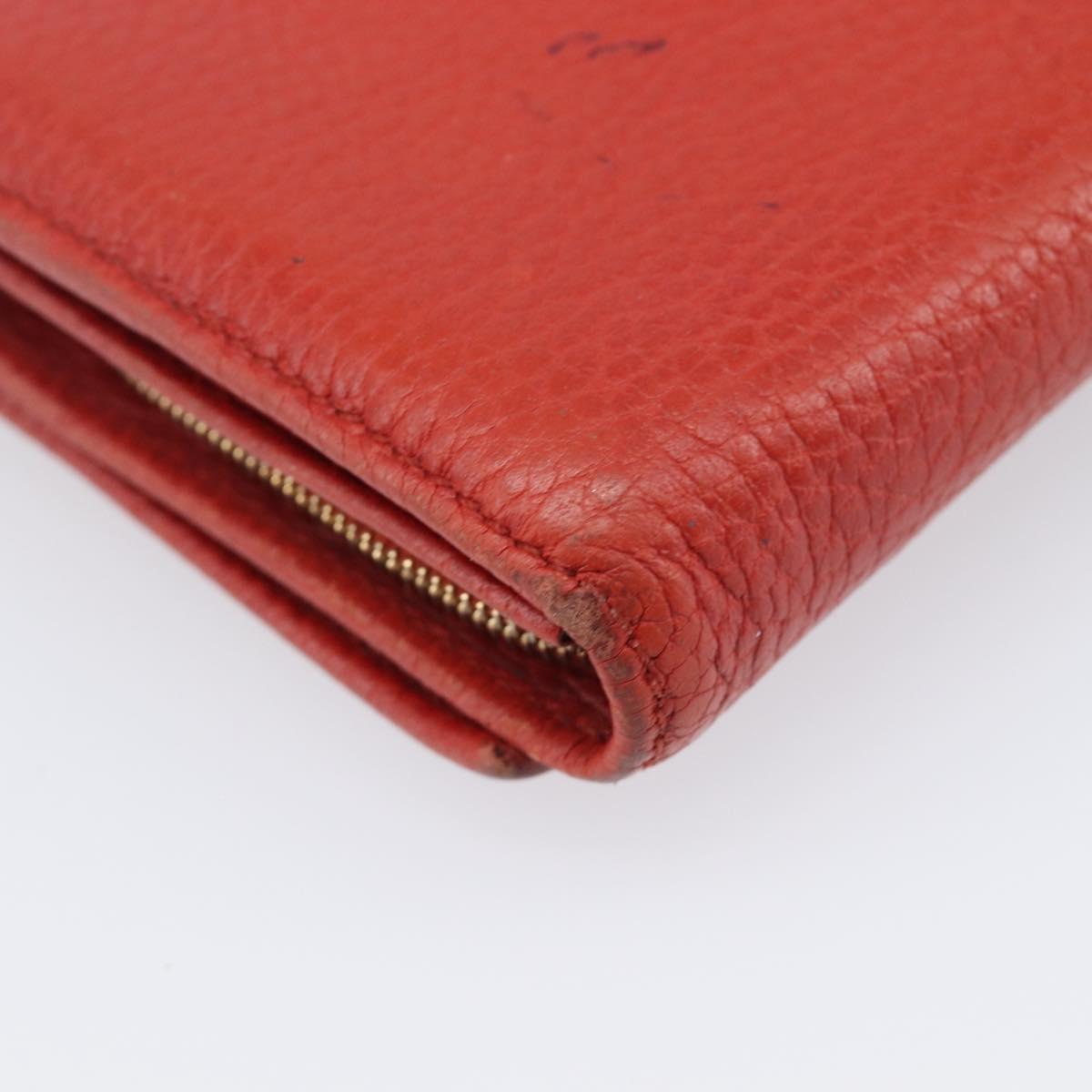 GUCCI Wallet Leather Red Gold 354498 Auth bs37289