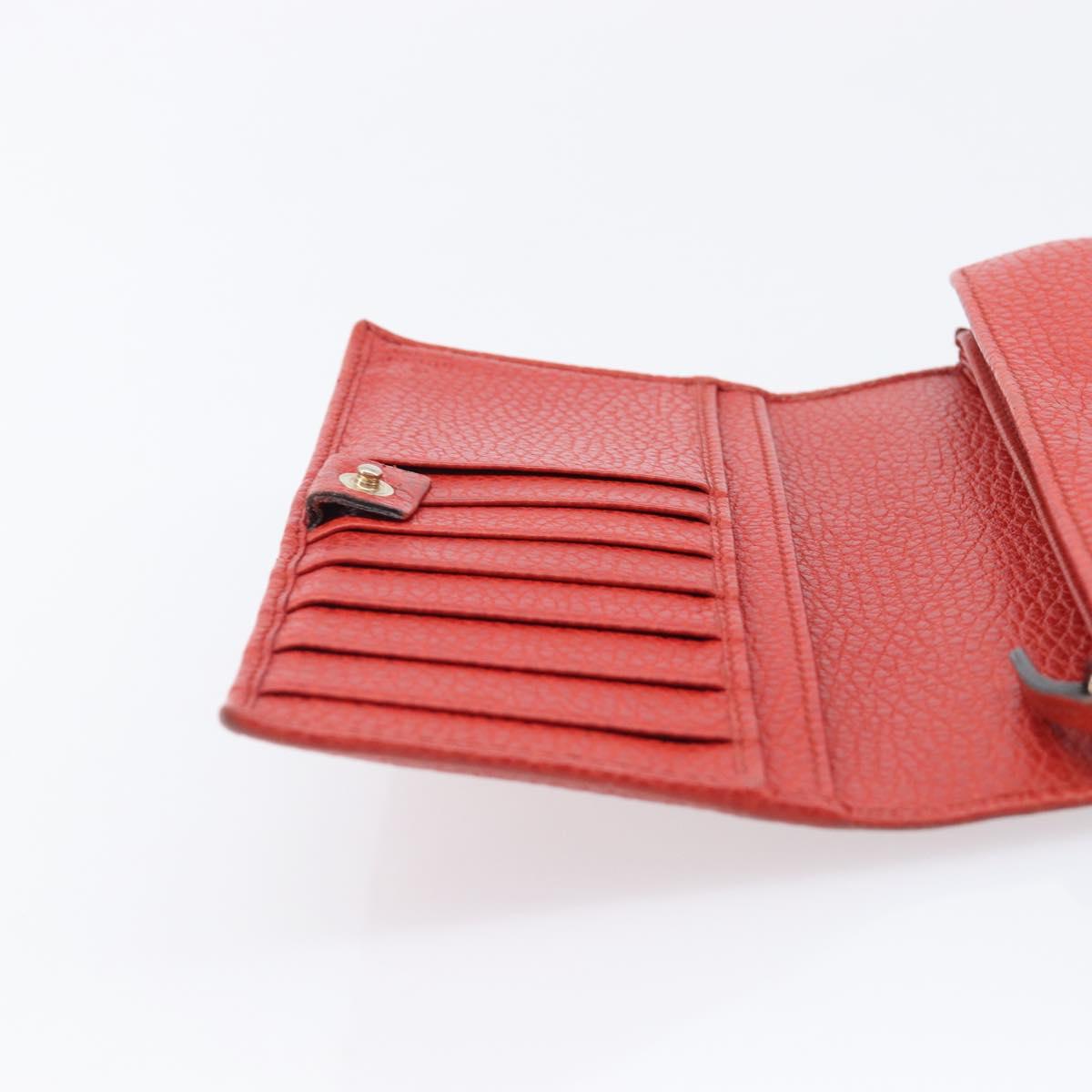 GUCCI Wallet Leather Red Gold 354498 Auth bs37289