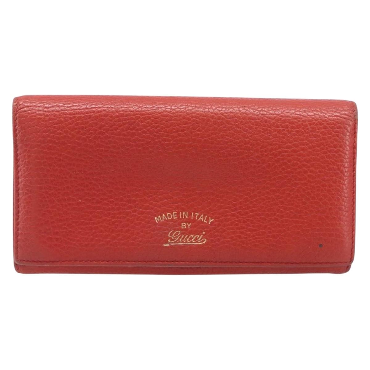 GUCCI Wallet Leather Red Gold 354498 Auth bs37289