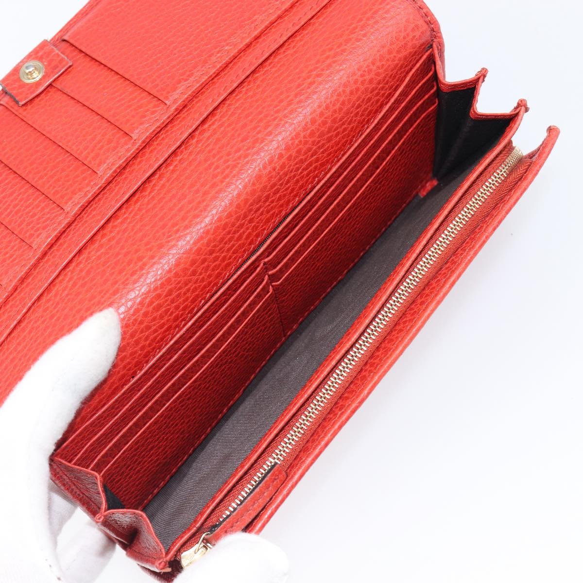 GUCCI Wallet Leather Red Gold 354498 Auth bs37289