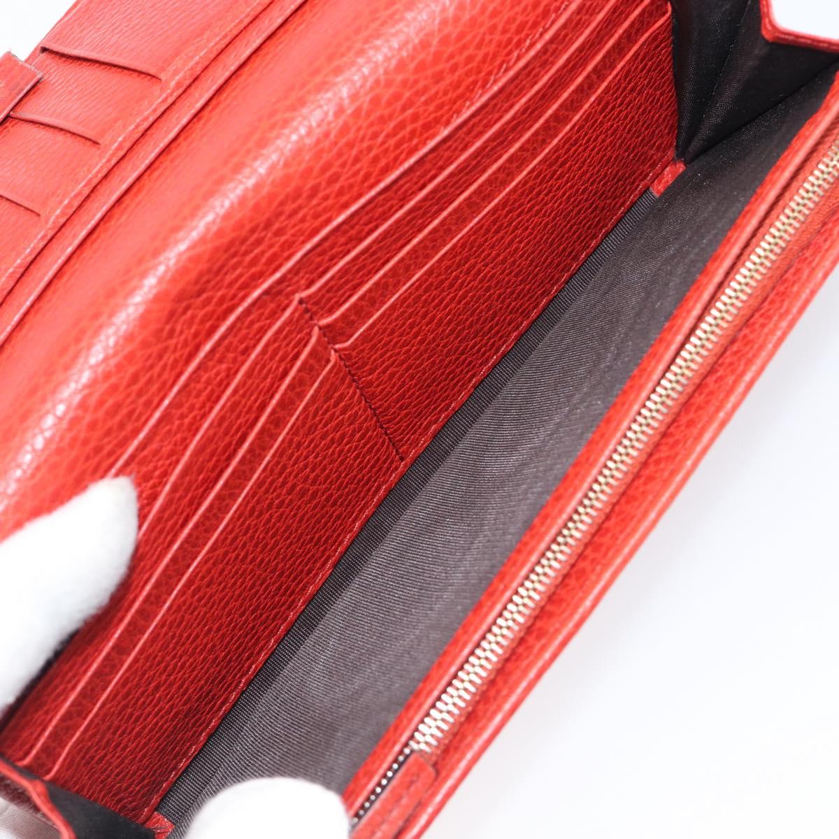 GUCCI Wallet Leather Red Gold 354498 Auth bs37289