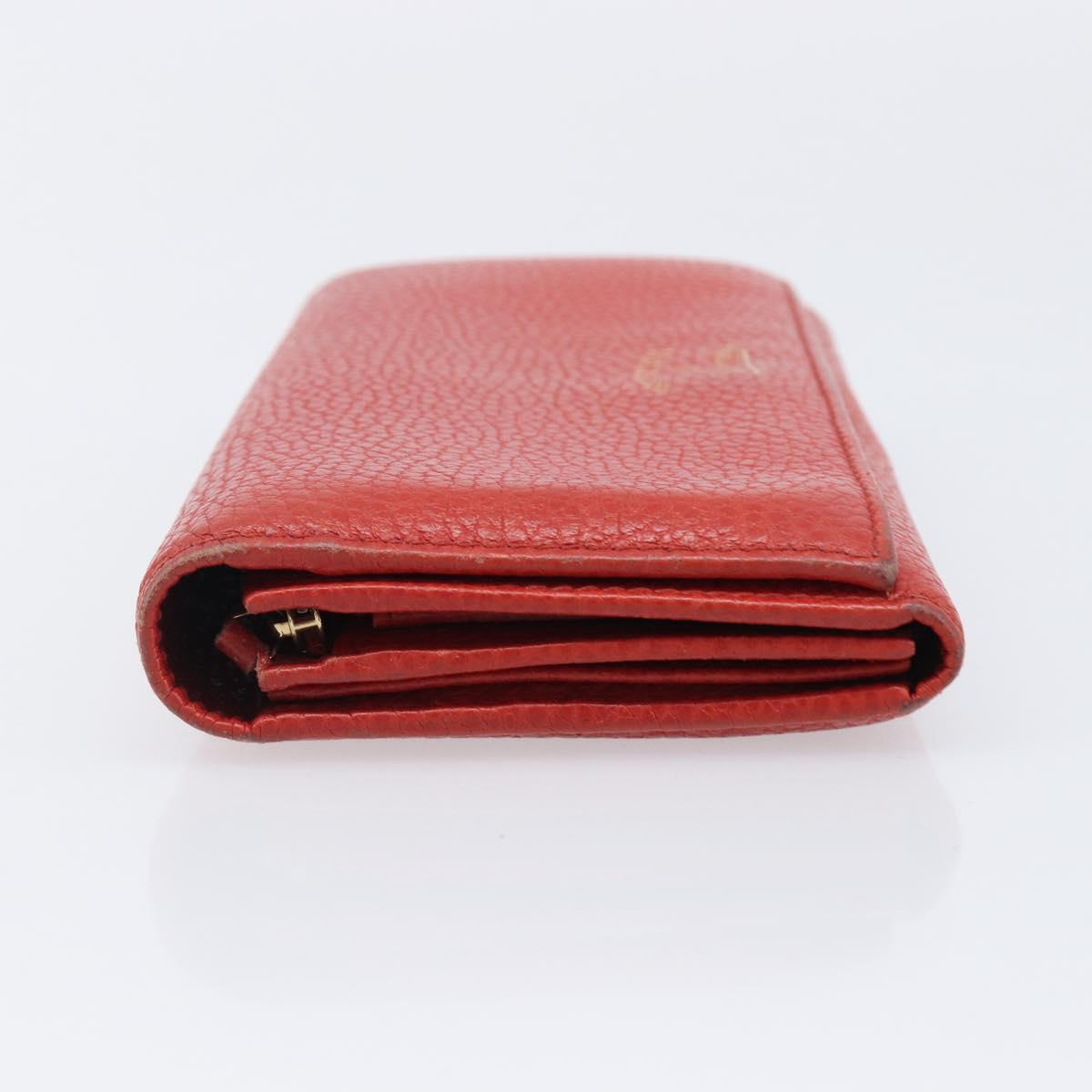 GUCCI Wallet Leather Red Gold 354498 Auth bs37289