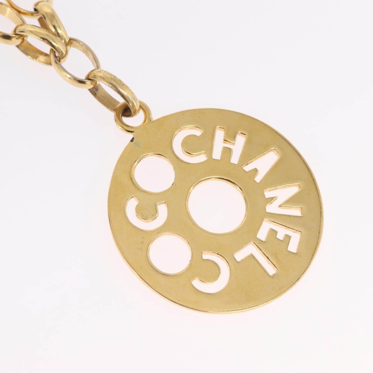 CHANEL Necklace metal Gold CC Auth bs37290M